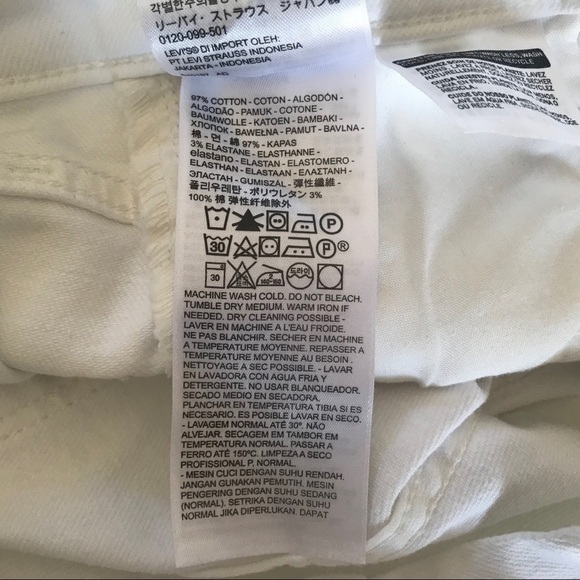 Levi’s Jeans 721 High Rise Skinny Distressed Fray Casual Festival White 26 NWT - Picture 9 of 10